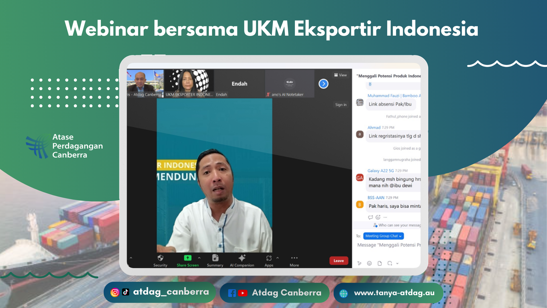 Webinar bersama UKM Eksportir Indonesia