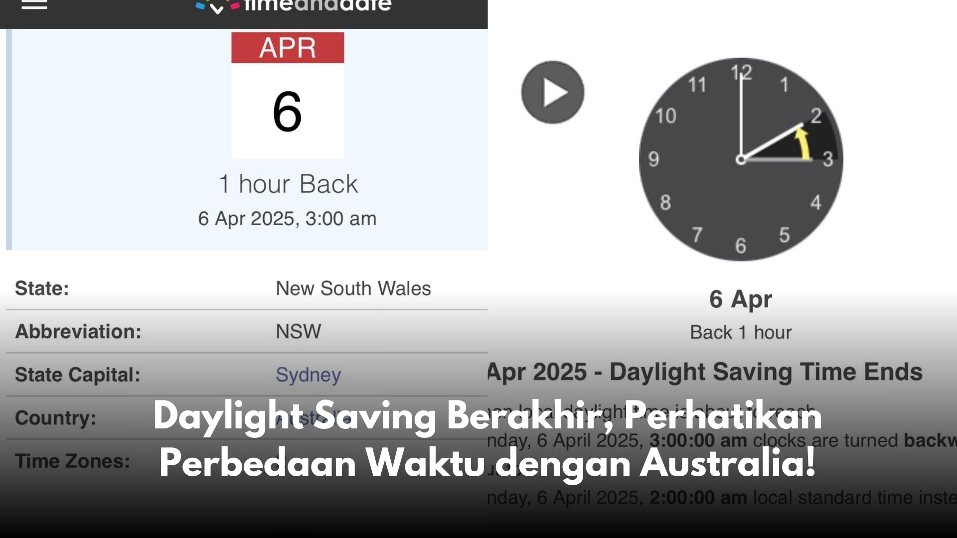 Daylight Saving Berakhir, Perhatikan Perbedaan Waktu dengan Australia!