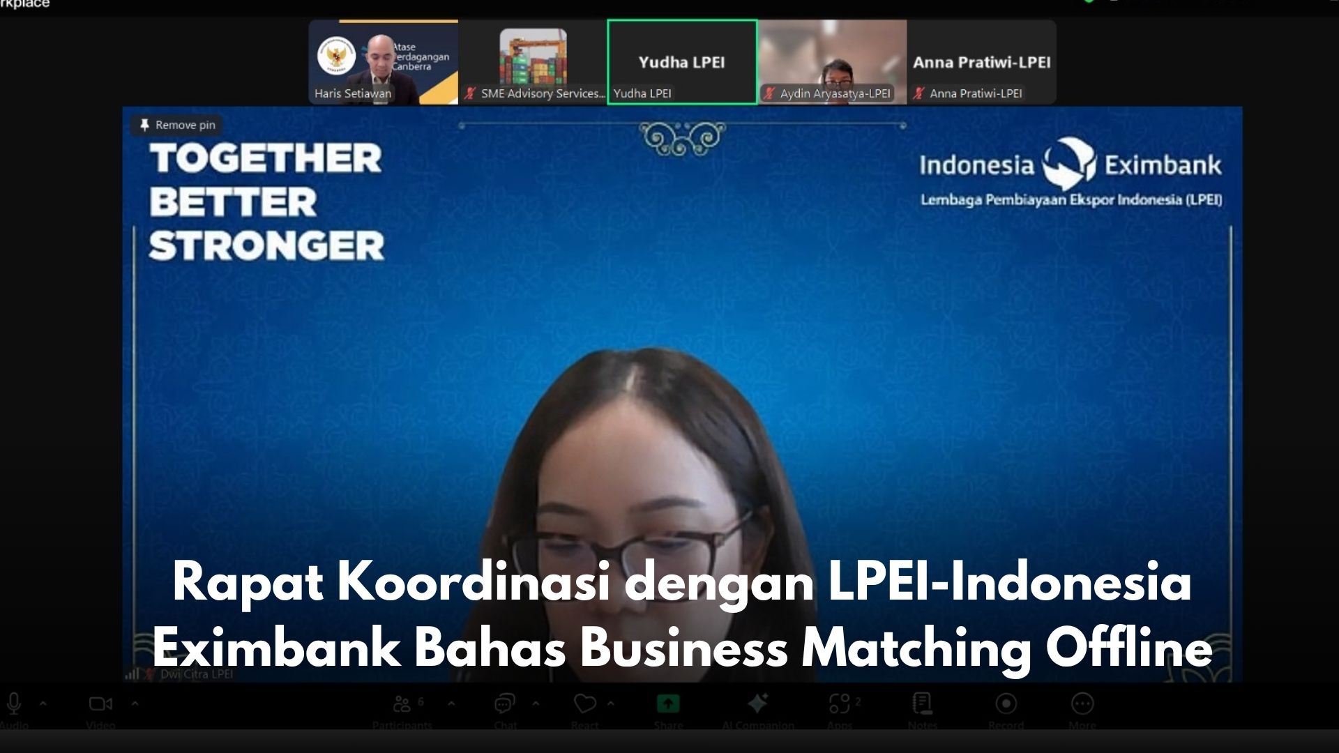 Rapat Koordinasi Atdag Canberra dengan LPEI-Indonesia Eximbank Bahas Business Matching Offline