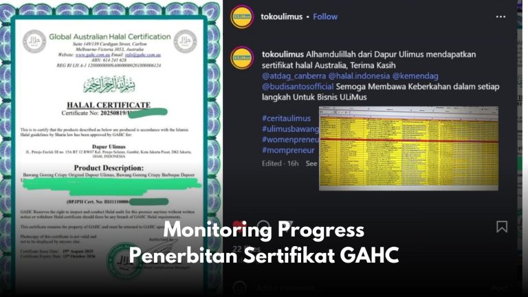 Monitoring Progress Penerbitan Sertifikat GAHC
