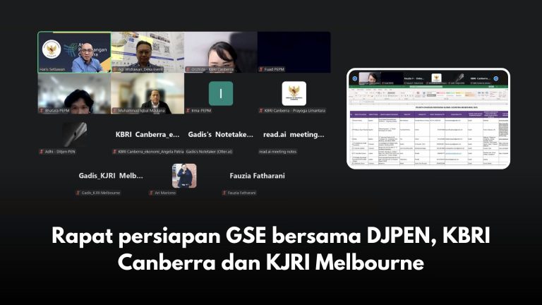 Rapat persiapan GSE bersama DJPEN, KBRI Canberra dan KJRI Melbourne